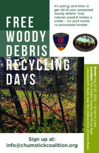 Read more about the article Woody Debris Recycling Days, May 21-22 & Annual Town Hall Meeting May 31 is almost here! Don’t miss these two important events!